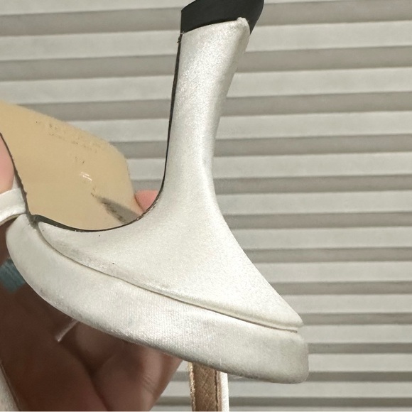 🌺MACH & MACH🌺 Le Cadeau 65 Satin Slingback Pumps White Blue Size: 37 - Picture 13 of 16